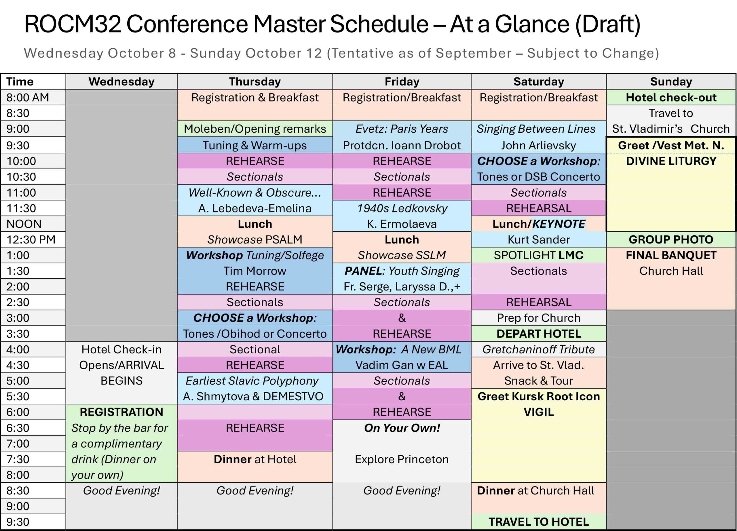 2025 daily schedule